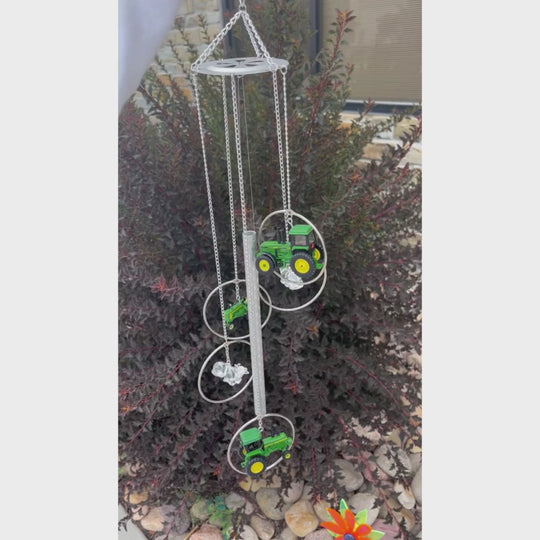 Video of the John Deere Tractors & Cows Wind Chime chiming in the wind outside