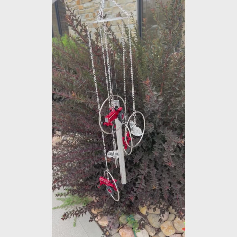 Farmall International Tractors & Bulls Wind Chime | Good Quality and Handmade Wind Chime | Tractor Lovers | Bull Lovers | Perfect Gift for a Farmer You Love | Yard Decor | Shipping Included