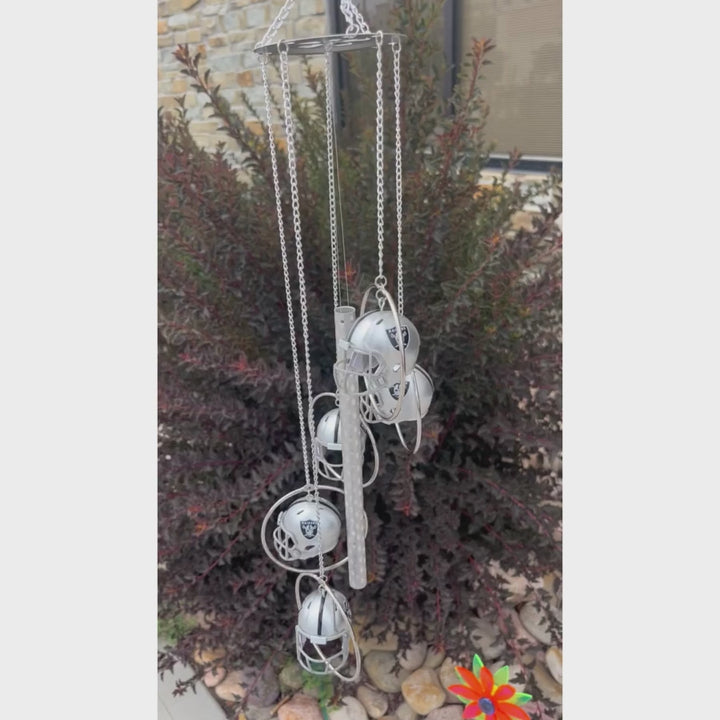 Video of the Las Vegas Raiders Wind Chime chiming in the wind outside