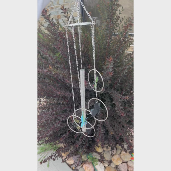 Video of the Butterfly Wind Chime chiming outside in the wind