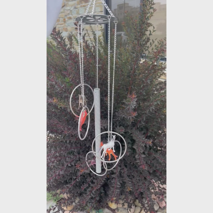 Video of the Horse Wind Chime chiming in the wind outside
