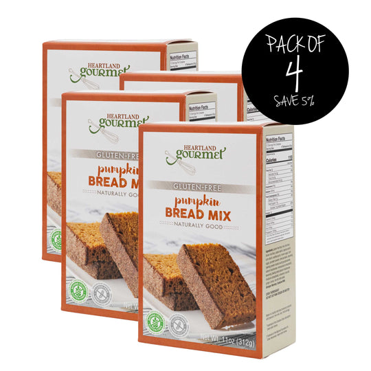 SALE | Gluten Free Pumpkin Bread Mix | Pack of 4 | 11 oz | Heartland Gourmet | 2028