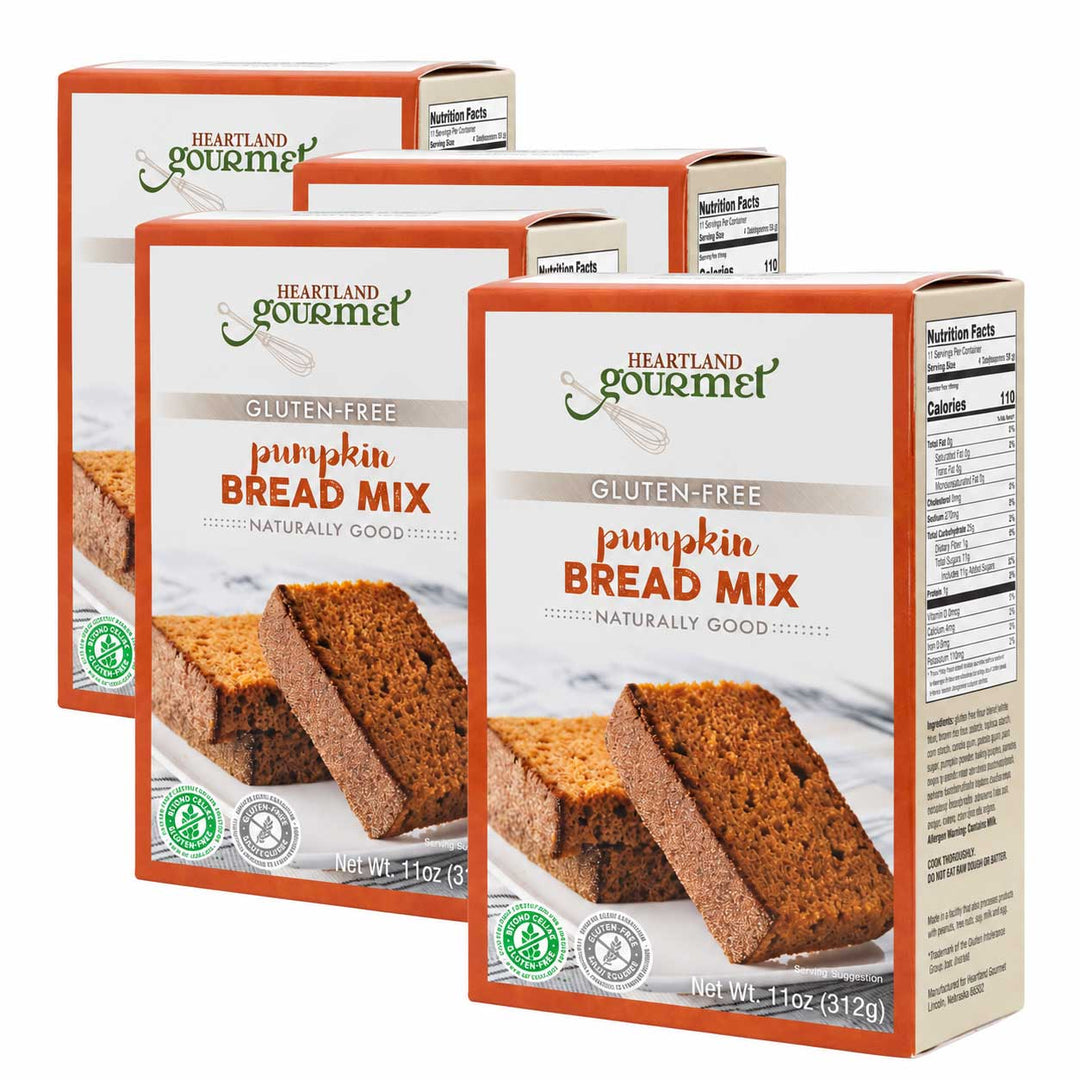 Gluten Free Pumpkin Bread Mix | Pack of 4 | 11 oz | Heartland Gourmet | 2028