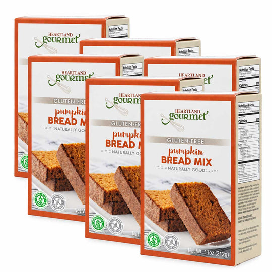 Gluten Free Pumpkin Bread Mix | Pack of 6 | 11 oz | Heartland Gourmet  | 2028