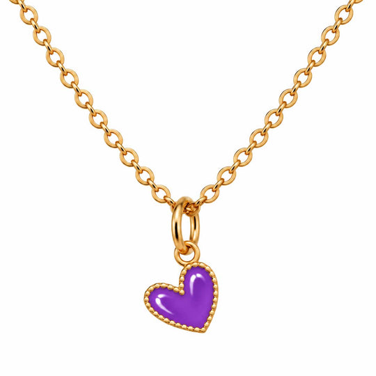 purple enamel heart necklace