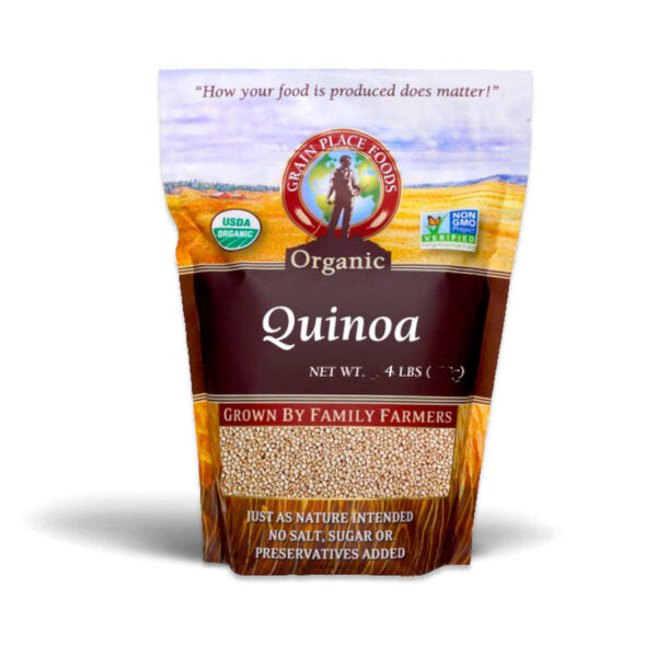 One 4 Pound Bag Of Organic Quinoa On A White Background