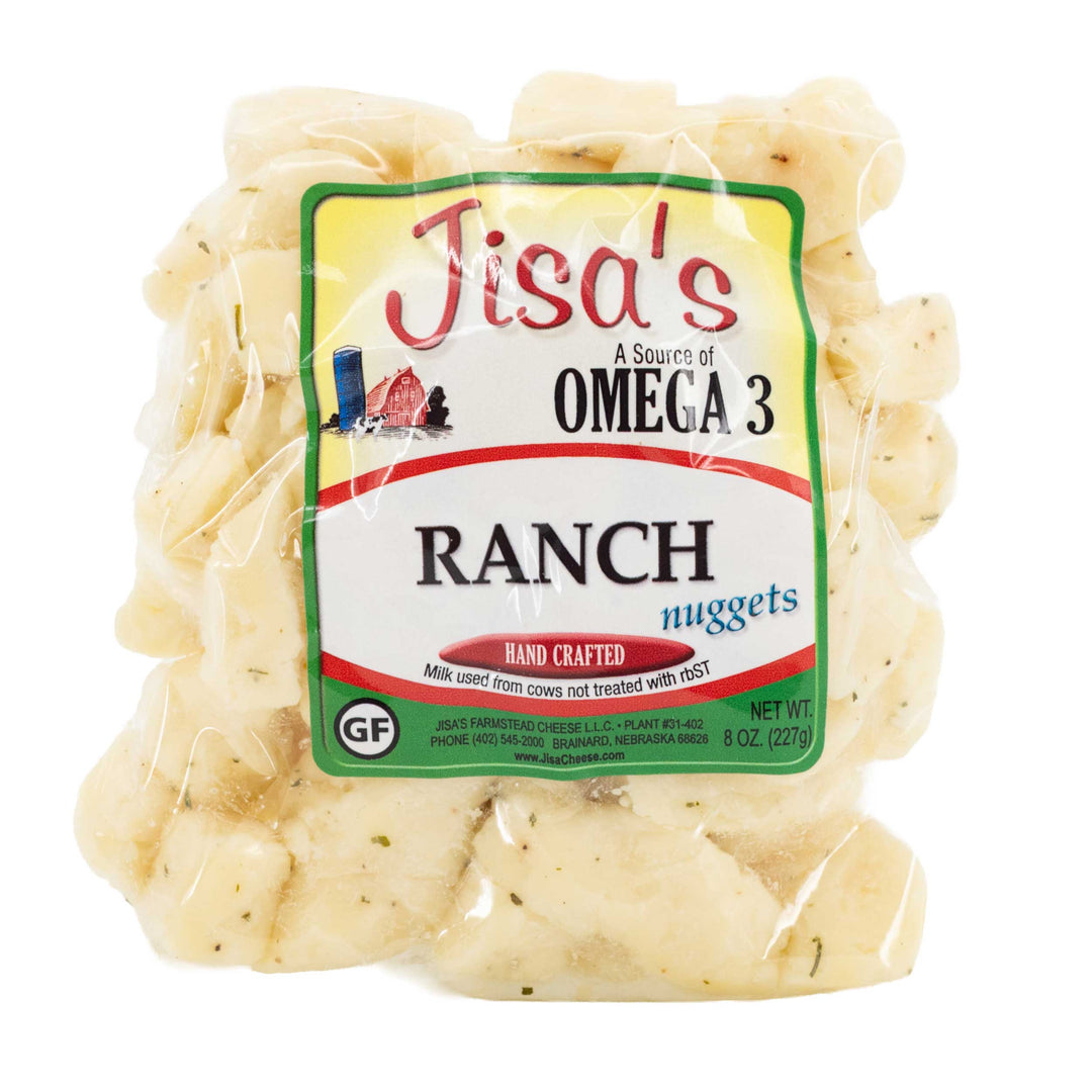 Packaged ranch nuggets with Jisa's label on a white background