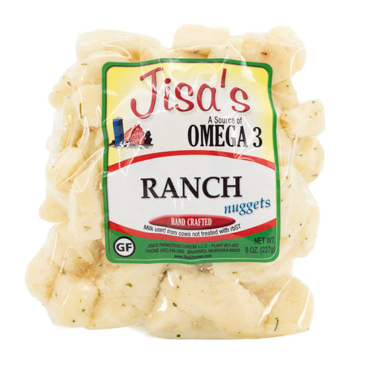 Packaged ranch nuggets with Jisa's label on a white background