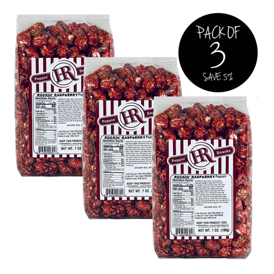 Rockin' Raspberry Popcorn | Pack of 3 | Burst Of Raspberry Flavor With Mild Habanero And Spice Kick | Perfect Sweet and Spicy Combo | Fun and Popular Snack Food | Made Fresh | Made in Small Batches