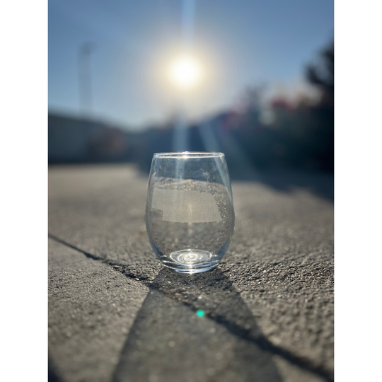 Stemless Wine Glass | Nebraska Engraved | 11.5 oz. | Perfect Gift For Wine Lover | Made in Alda, NE | RCK Creations & More