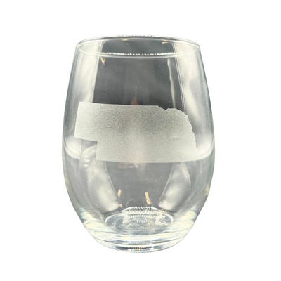 Stemless Wine Glass | Nebraska Engraved | 11.5 oz. | Perfect Gift For Wine Lover | Crystal Drinking Glass | Perfect Gift For Him or Her | Hand Crafted | Anniversary, Birthday, Wedding, Or Christmas Gift Idea | Sandblasted Wine Glass