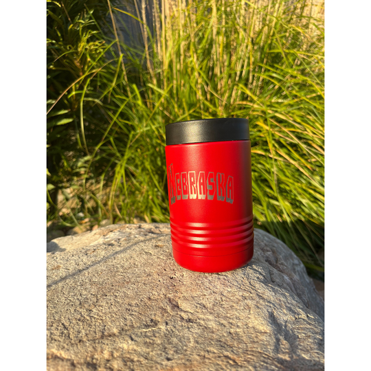 Insulated Can and Bottle Cooler | Red | Nebraska Design | Double-Wall Insulation | Made in Alda, NE | RCK Creations & More