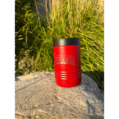 Insulated Can and Bottle Cooler | Insulated Koozie | Nebraska Engraved | Red | Holds 12 or 16 oz. Cans and 12 oz. Bottles | Perfect Gift For Him or Her | Keeps Drinks Cool For Hours At A Time | Hand Crafted | Sweat Proof