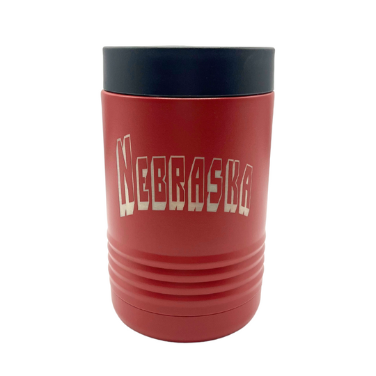 Insulated Can and Bottle Cooler | Red | Nebraska Design | Double-Wall Insulation | Made in Alda, NE | RCK Creations & More