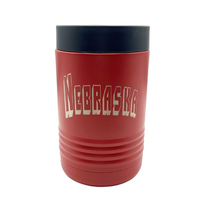 Insulated Can and Bottle Cooler | Insulated Koozie | Nebraska Engraved | Red | Holds 12 or 16 oz. Cans and 12 oz. Bottles | Perfect Gift For Him or Her | Keeps Drinks Cool For Hours At A Time | Hand Crafted | Sweat Proof