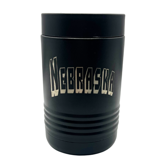 Insulated Can and Bottle Cooler | Black | Nebraska Insulated Koozie | Sweat Proof | Made in Alda, NE | RCK Creations & More