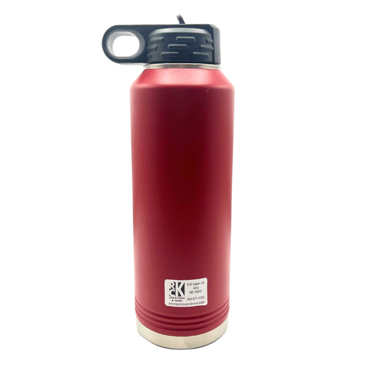 40 oz. Stainless Steel Water Bottle | Nebraska Engraved | Red | Straw and Flip Lid Included | Made in Alda, NE | RCK Creations & More