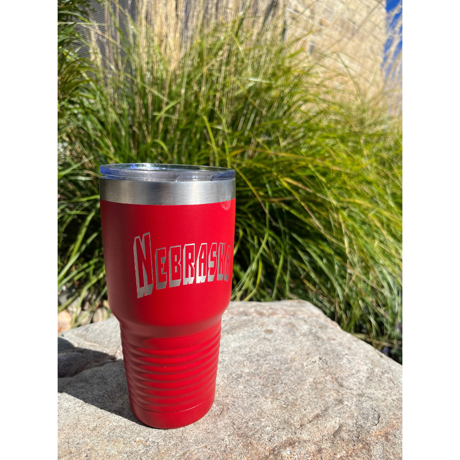 30 oz. Stainless Steel Tumbler | 30 oz. | Nebraska Engraved | Red | High Quality Insulation | Made in Alda, NE | RCK Creations & More