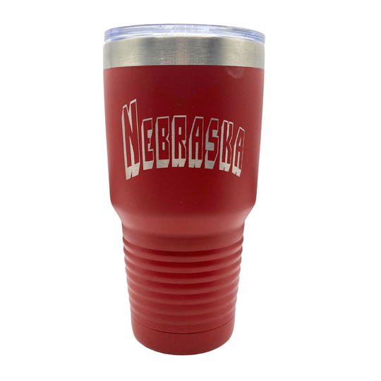 30 oz. Stainless Steel Tumbler | 30 oz. | Nebraska Engraved | Red | High Quality Insulation | Made in Alda, NE | RCK Creations & More