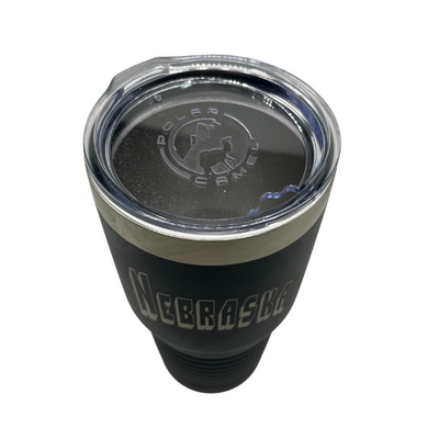 Stainless Steel Nebraska Engraved Tumbler | 30 oz. | Black | Fits Perfect In Cup Holder | Keeps Drinks Cool and Hot | Sweat Proof | Dishwasher Safe | Perfect for Nebraska Fans | Customizable