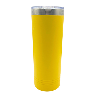 Yellow "Bee" Happy Skinny Tumbler with Slider Lid | 22 oz. | Keeps Drinks Hot/Cold | Highly Insulated Tumbler | Makes For The Perfect Gift