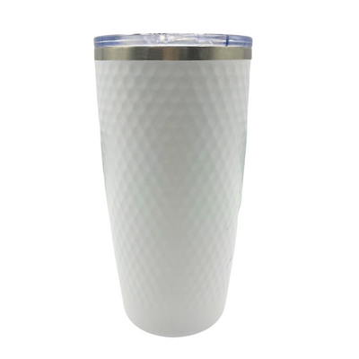 Stainless Steel Vacuum Insulated Tumbler | "This Lady Has A Lot Of Drive" | 20 oz. | White | Perfect Gift For Golfers | Dimpled Like Golf Ball | Keeps Drinks Hot and Cold | Sweat Proof | Leak Proof | Nebraska Made | Perfect For Any Drink