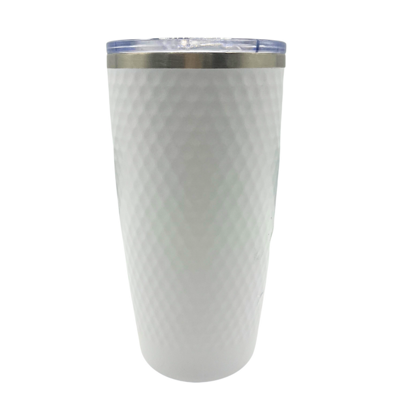 Stainless Steel Vacuum Insulated Tumbler | "It Takes A Lot Of Balls To Golf The Way I Do" | 20 oz. | White | Perfect Gift For Golfers | Dimpled Like Golf Ball | Keeps Drinks Hot and Cold | Sweat Proof | Leak Proof | Nebraska Made | Perfect For Any Drink