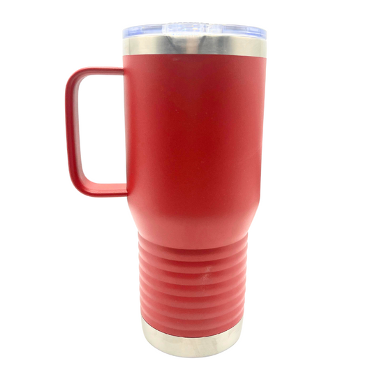 20 oz. Stainless Steel Cup with Handle | Nebraska Engraved | Red | Nebraska Cup | Made in Alda, NE | RCK Creations & More