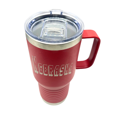 Nebraska Insulated Cup with Handle | 20 oz. | Red | Fits In Any Cup Holder | Keeps Drinks Hot and Cold | Sweat Proof | Perfect Gift for Nebraska Fans | Leak Proof | Nebraska Made