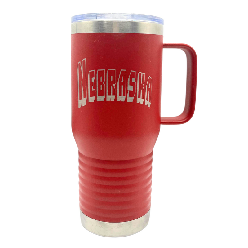 Nebraska Insulated Cup with Handle | 20 oz. | Red | Fits In Any Cup Holder | Keeps Drinks Hot and Cold | Sweat Proof | Perfect Gift for Nebraska Fans | Leak Proof | Nebraska Made
