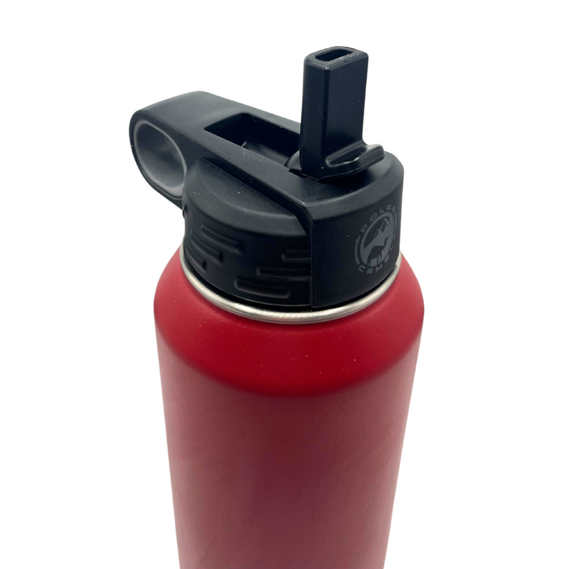 Metal Vacuum Insulated Water Bottle | 32 oz. | Nebraska Engraved | Red | Straw and Flip Lid Included | Keeps Drinks Hot and Cold | Leak and Sweat Proof | Double Insulated Wall | Convenient For All Ages | On The Go Water Bottle | Perfect For Everyone