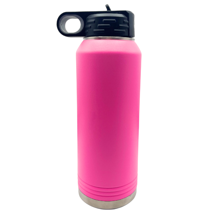 32 oz. Stainless Steel Water Bottle | "Mama Bear" Design | Hot Pink | Straw and Flip Lid | Made in Alda, NE | RCK Creations & More