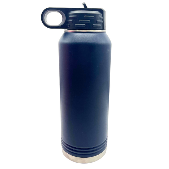 32 oz. Stainless Steel Water Bottle | "Mechanics Can't Fix Stupid But Can Fix What Stupid Does" | Dark Navy | Straw and Flip Lid | Made in Alda, NE | RCK Creations & More