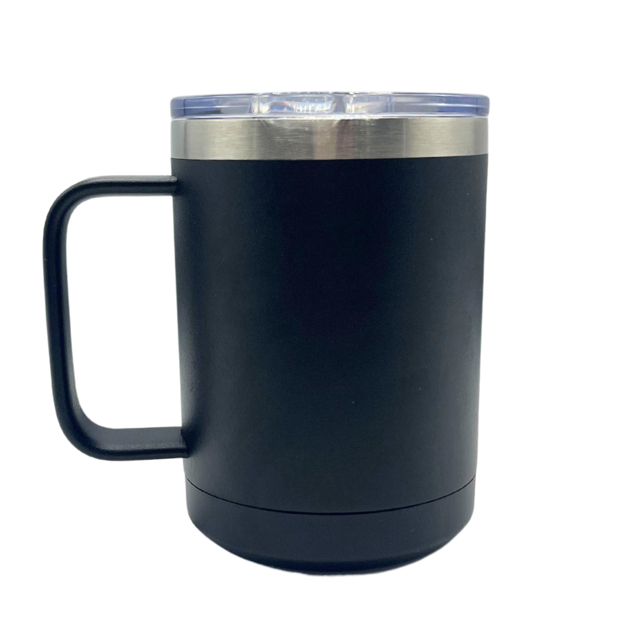 15 oz. Stainless Steel Mug Tumbler with Handle | Nebraska Engraved | Black | Double Insulated | Made in Alda, NE | RCK Creations & More