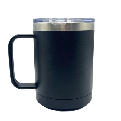 15 oz. Stainless Steel Mug Tumbler with Handle | Nebraska Engraved | Black | Double Insulated Wall | Keeps Drinks Hot/Cold