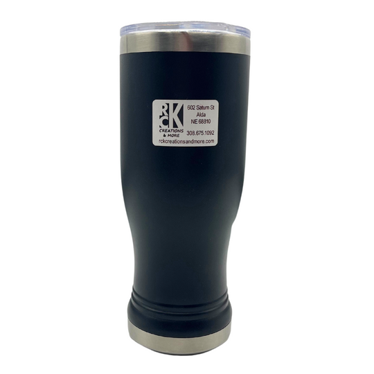 14 oz. Stainless Steel Pilsner Tumbler | Nebraska Engraved | Black | Double-Wall Insulation | Made in Alda, NE | RCK Creations & More