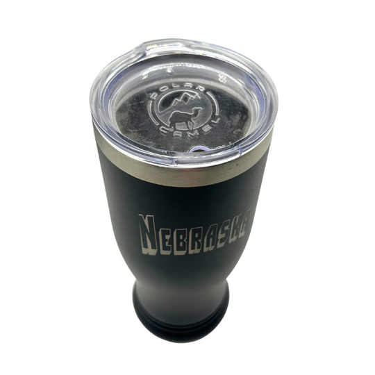 14 oz. Stainless Steel Pilsner Tumbler | Nebraska Engraved | Black | Double-Wall Insulation | Made in Alda, NE | RCK Creations & More