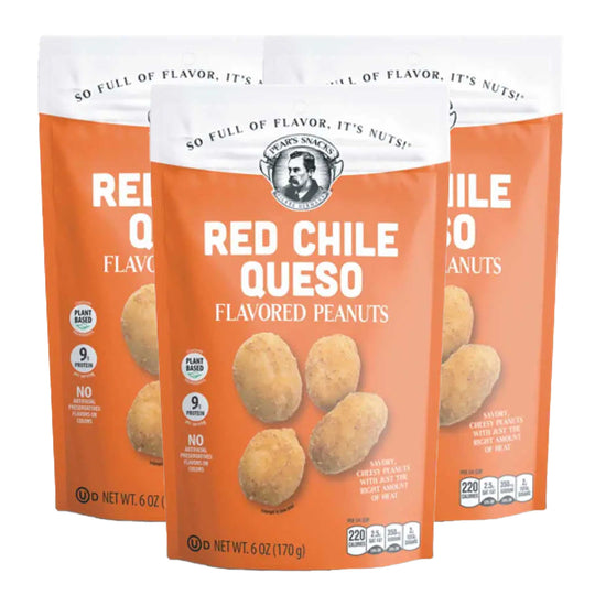 Red Chile Queso Flavored Peanuts | Pack of 3 | 6 oz | Brenmar