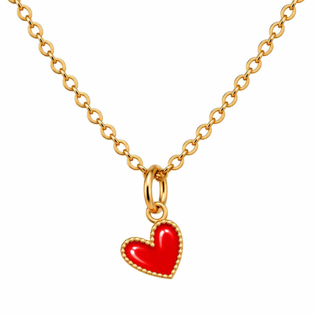 red enamel heart necklace