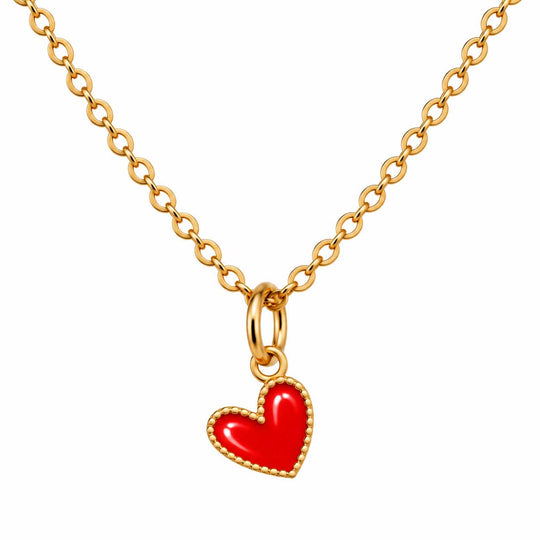 red enamel heart necklace