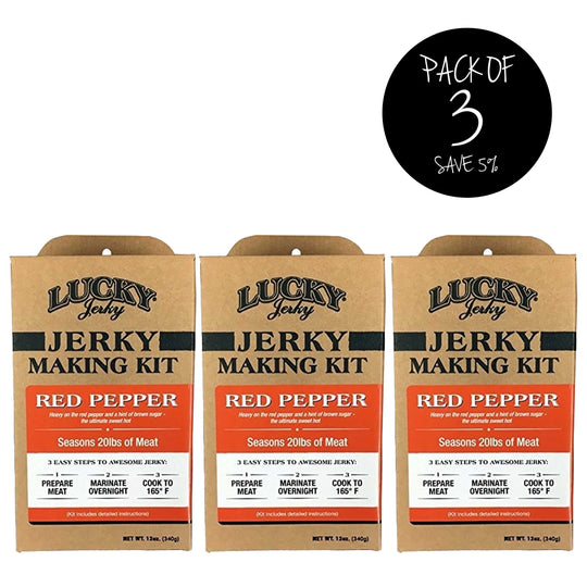 Jerky Making Kit | Pack of 3 | 12 oz. Box | Red Pepper Flavor | Sweet & Hot Combination | Punch Of Heat | Coarse & Fine Ground Cayenne Pepper Blended With Brown Sugar | Easy To Assemble | Fun Family Project | Seasons 20 LBS. Of Meat