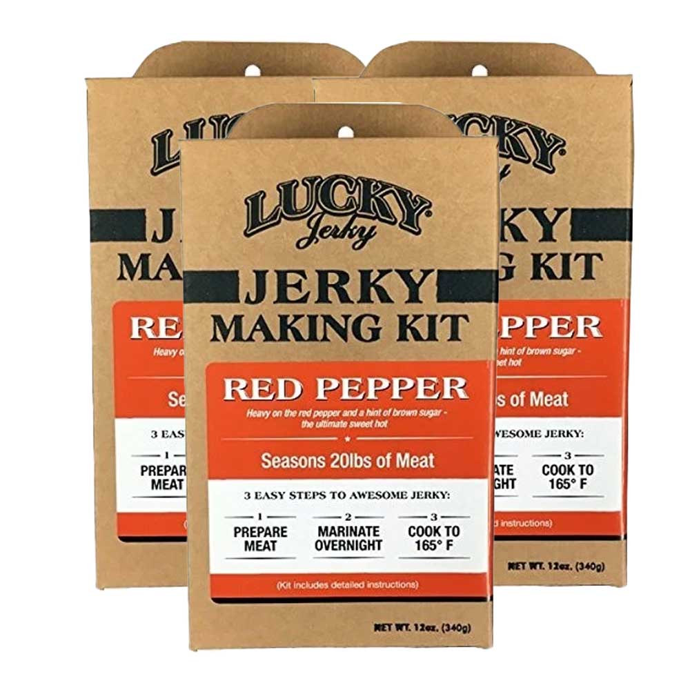 Lucky Jerky Making Kit for Red Pepper seasoning on a white background