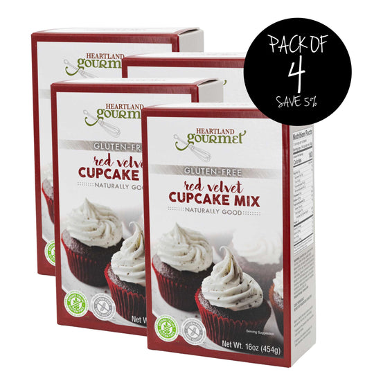 Gluten Free Red Velvet Cupcake Mix | Pack of 4 | 16 oz | Heartland Gourmet | 2022