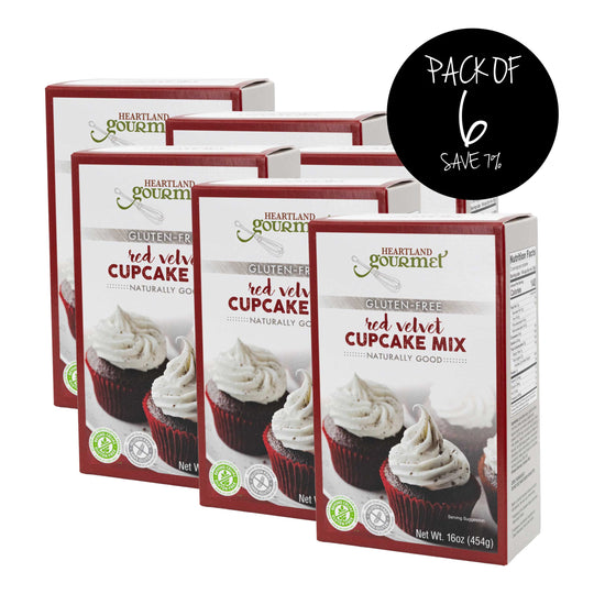 Gluten Free Red Velvet Cupcake Mix | Pack of 6 | 16 oz | Heartland Gourmet | 2022