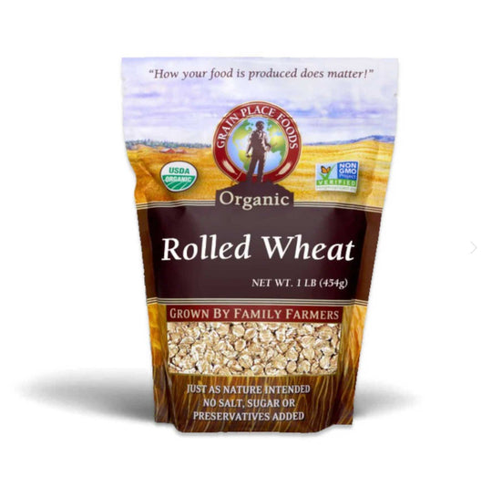 Organic Rolled Hard Red Winter Wheat | 1 lb | Non-GMO | Grain Place Foods