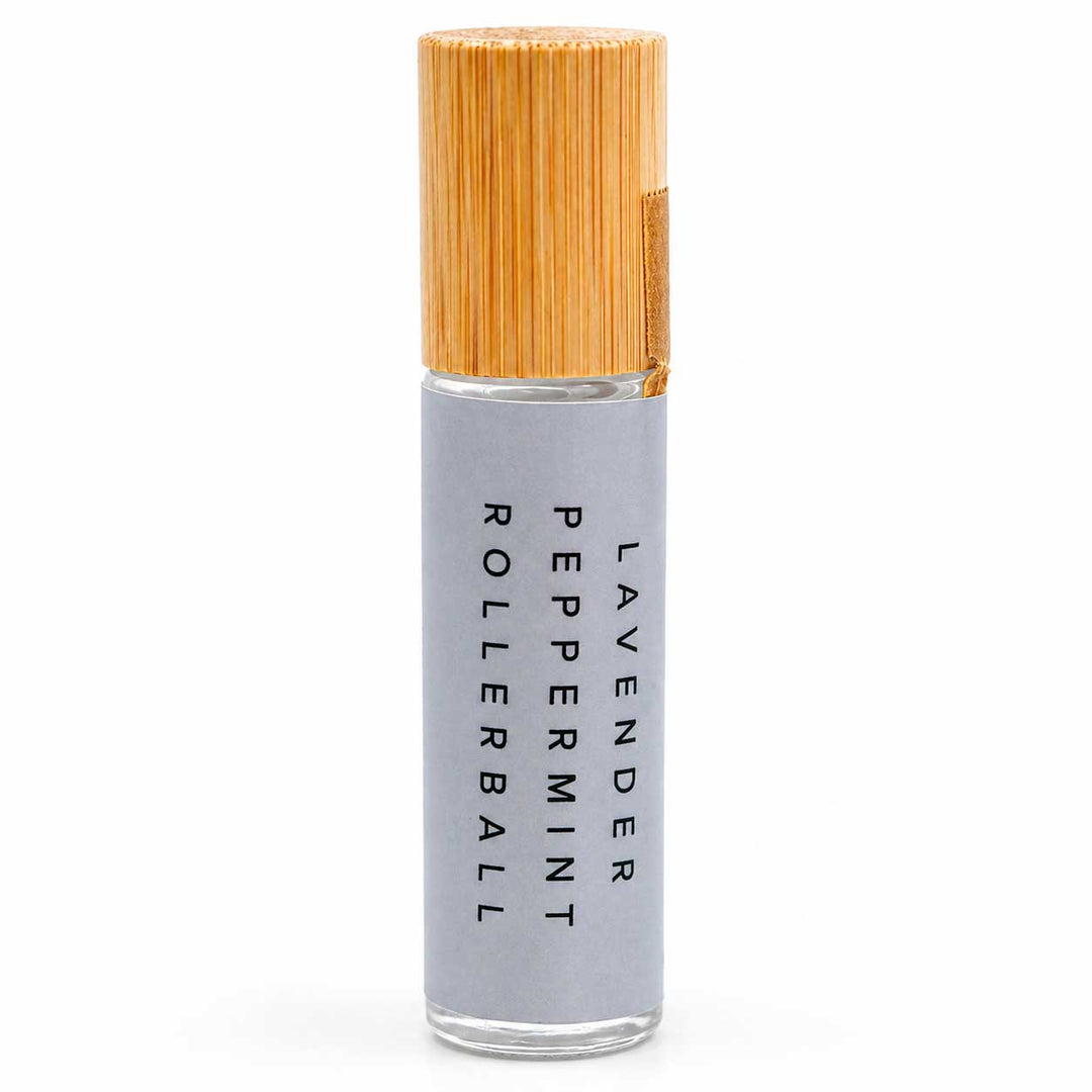 Rollerball with bamboo cap on a white background