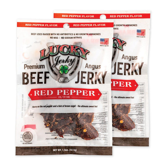 Red Pepper Beef Jerky | 1.5 oz. Bag | Black Pepper With Hint Of Brown Sugar | Tender | Expertly Cut, Trimmed, & Seasoned | All Natural | Nebraska Jerky | Perfect Everyday Snack