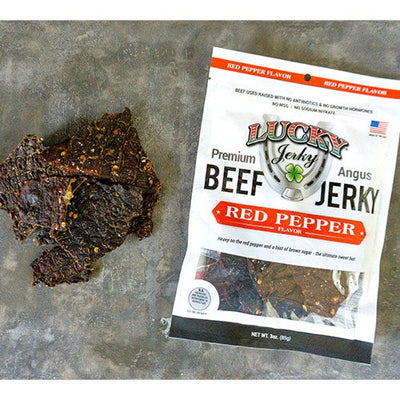 Red Pepper Beef Jerky | 3 oz. Bag | Perfect Balance Of Beef, Pepper, & Brown Sugar | Tender Cut Pieces | Burst Of Spicy Flavor | All Natural | Carefully Cooked, Cut, & Trimmed | Nebraska Cattle | Rich Source Of Natural Protein | 6 Pack | Shipping Included