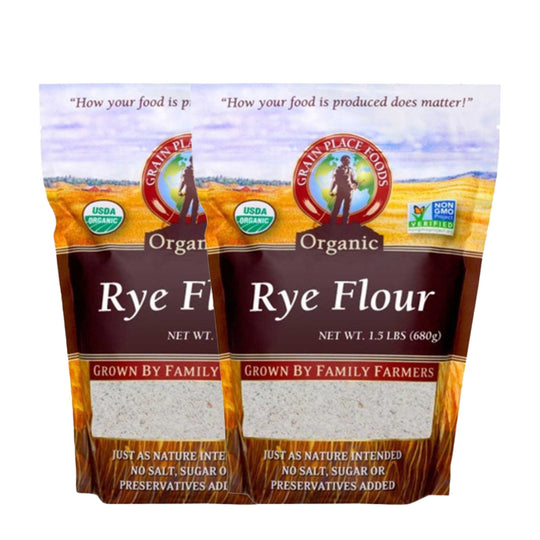 Organic Rye Flour | Pack of 2 |  1.5 lb | Non-GMO | Grain Place Foods