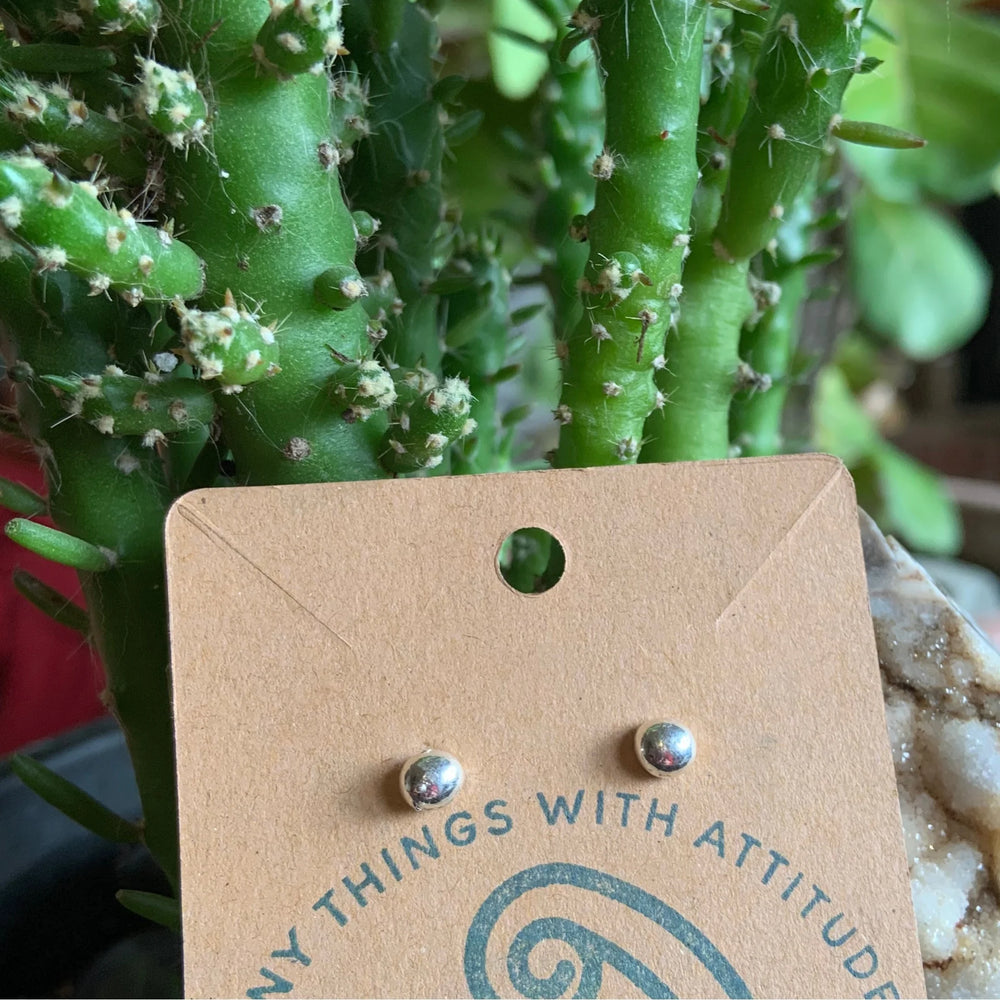 Fine Silver Ball Post Earrings | Made With Recycled Metal | Small Polishing Cloth Included | Matches With Any Outfit | Simple Yet Sophisticated Earrings For Women